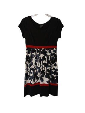 En Focus Studio Womens Sz 8 Dress Black White Floral Print Fit & Flare #H-17